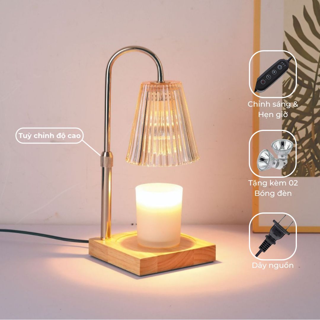 Đèn Đốt Nến Thơm Chụp Pha Lê